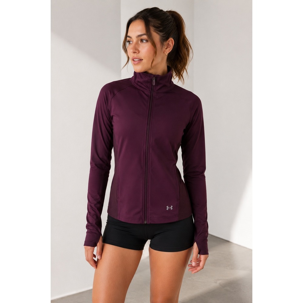 Under Armour Women's Full Zip Athletic Fitted Jacket Burgundy Size M